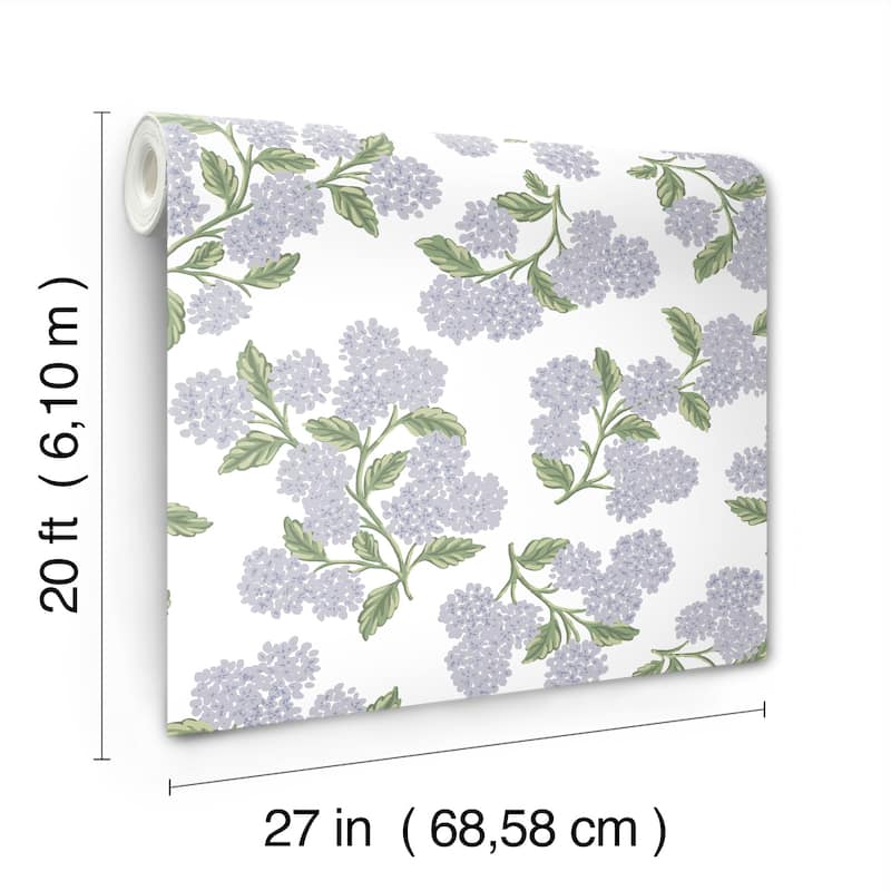 Rifle Paper Co. Hydrangea Lilac and White Peel and Stick Wallpaper