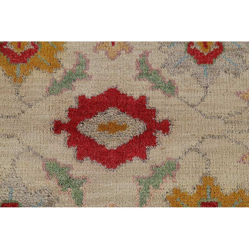 All-Over Floral Oushak Indian Foyer Rug Hand-Knotted Wool Carpet - 2'7"x 5'10"