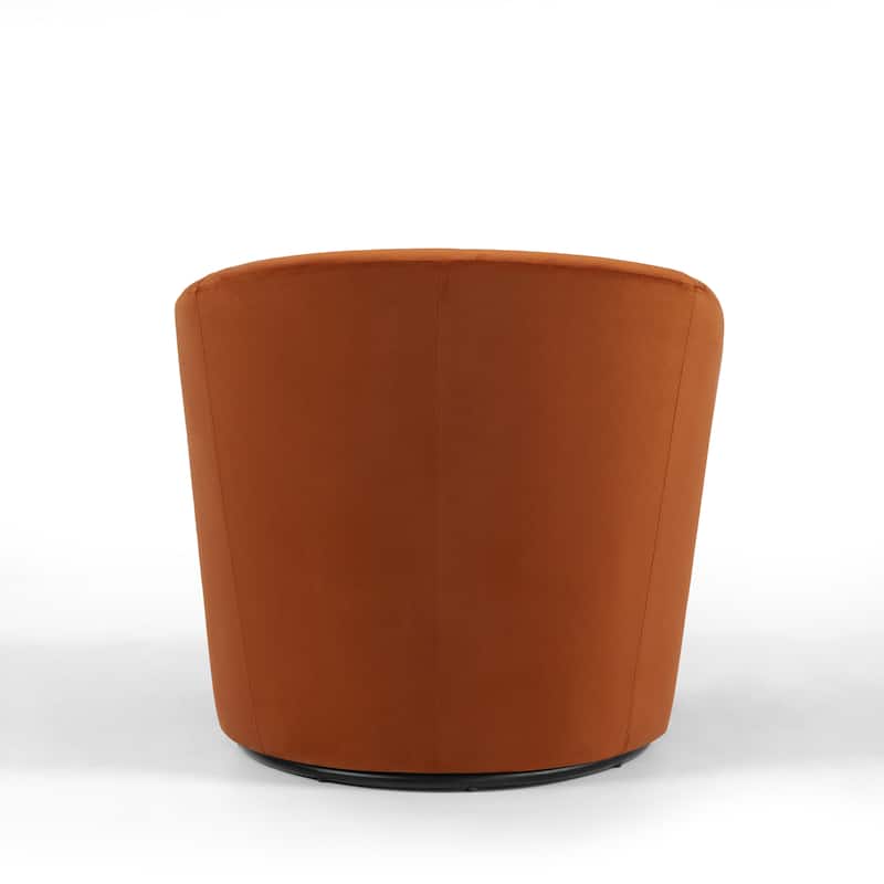 Vegan Leather Upholstered Swivel Barrel Accent Chair