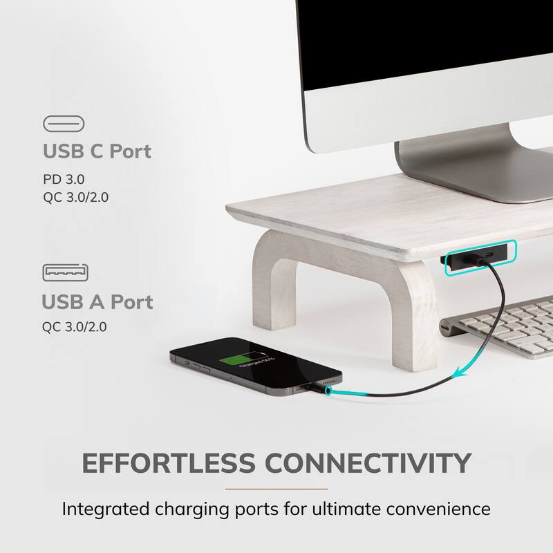 Jani Wood Monitor Stand Riser Desk - Ergonomic Design Stand, Desktop Organizer Table for Home, Office Workspace, Gaming Desk
