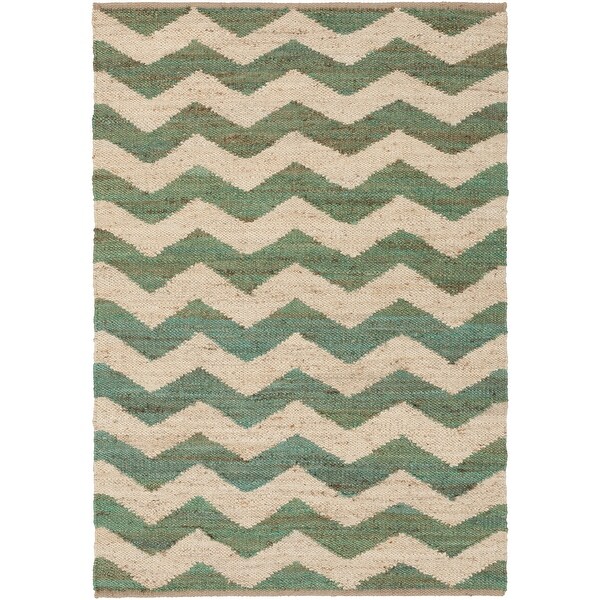 Hand-Woven Romsey Chevron Reversible Jute Area Rug