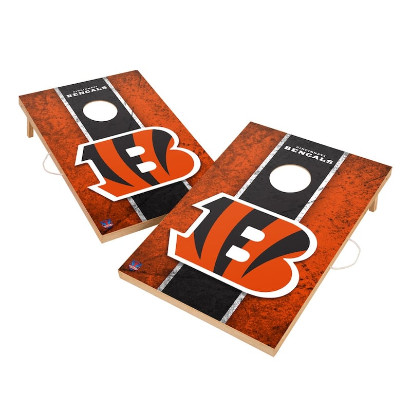 Vintage Cincinnati Bengals NFL 2x4 Tailgate Cornhole Boards - Include Carrying Case