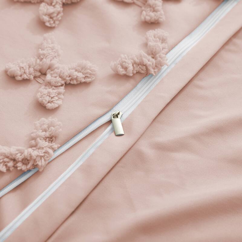 Tufted Clipped Jacquard Geometric Oversized Duvet Cover & Pillowcase Set