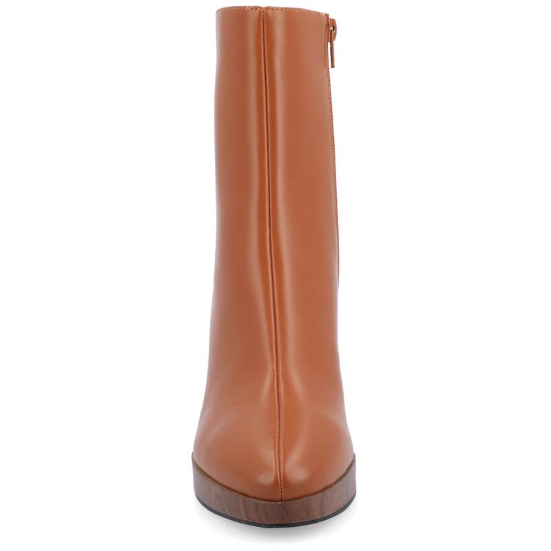 Journee Collection Medium and Wide Width Women's Romer Booties - Cognac - Wide - 8.5