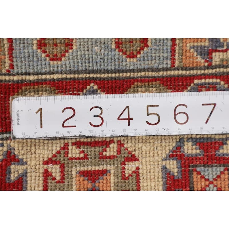 Light Blue Kazak Oriental Accent Rug Handmade Geometric Wool Carpet - 2'9" x 3'10"