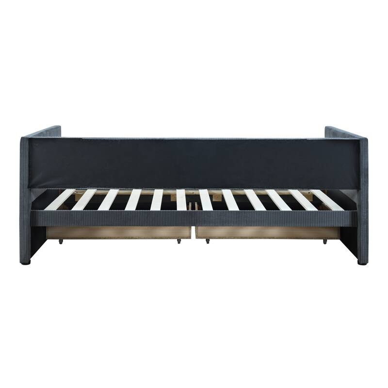 Upholstered Twin Size Daybed with Two Drawers