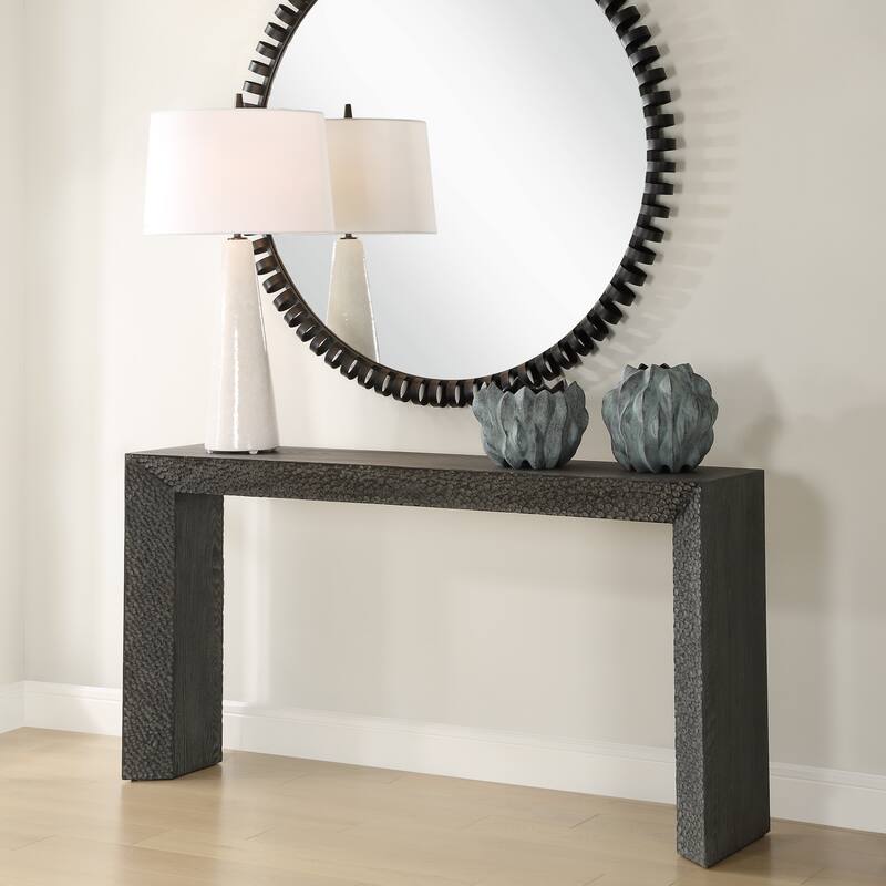 Chiseled Console Sofa Table - 61.75" - Ebony Brown