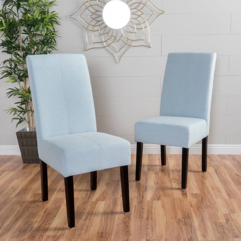 Modern Dining Chairs, Armless Upholstered Dining Chairs with T-Stitch Design, for Dining Rooms, Set of 2, Light Blue