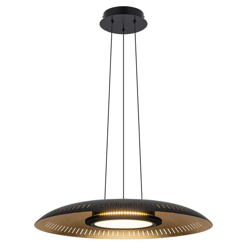 23.6" Modern Dimmable LED Pendant Light with Laser Cut Gold Foil Shade