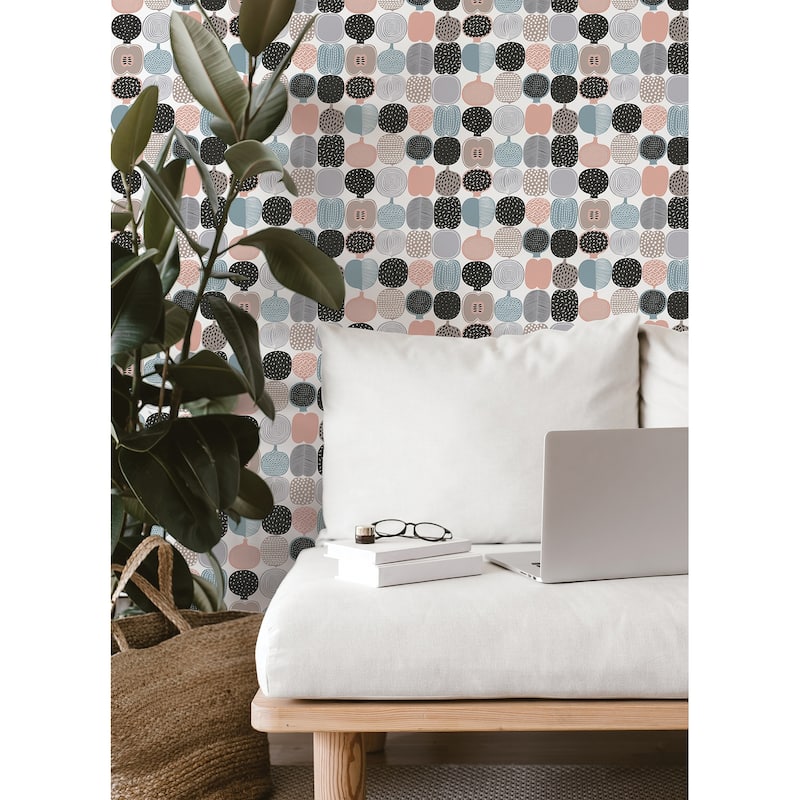 Marimekko Pink & Grey Kompotti Peel & Stick Wallpaper