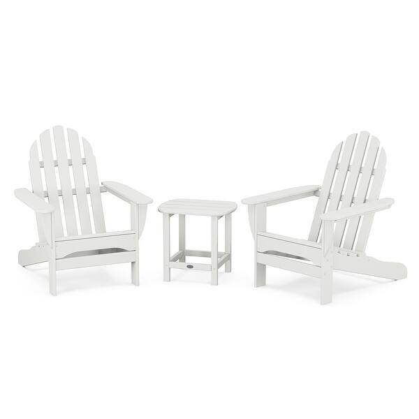 slide 2 of 6, POLYWOOD Classic Adirondack 3-Piece Set with South Beach 18" Side Table White