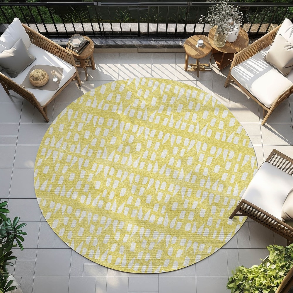 Machine Washable Indoor/ Outdoor Contemporary Imprints Chantille Rug