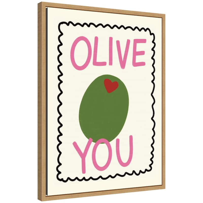 Kate and Laurel Olive You by Megan Ryan Framed Canvas Wall Art Print - 18x24
