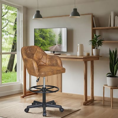 VECELO Swivel Wingback Tilting Drafting Chairs 32.28"-40.16" Adjustable Height Diamond Tufted Back Naihead Home Office Chairs