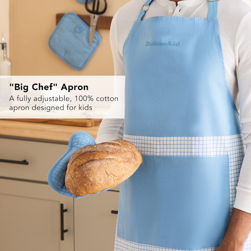 KITCHENAID Gourmet Series Gridlines Big Chef Apron, Water & Stain Resistant