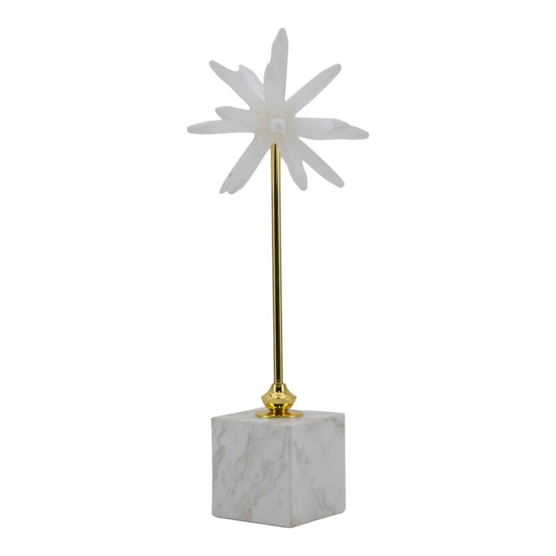 Stone and Marble Starburst Decorative Object with Geometric Base
