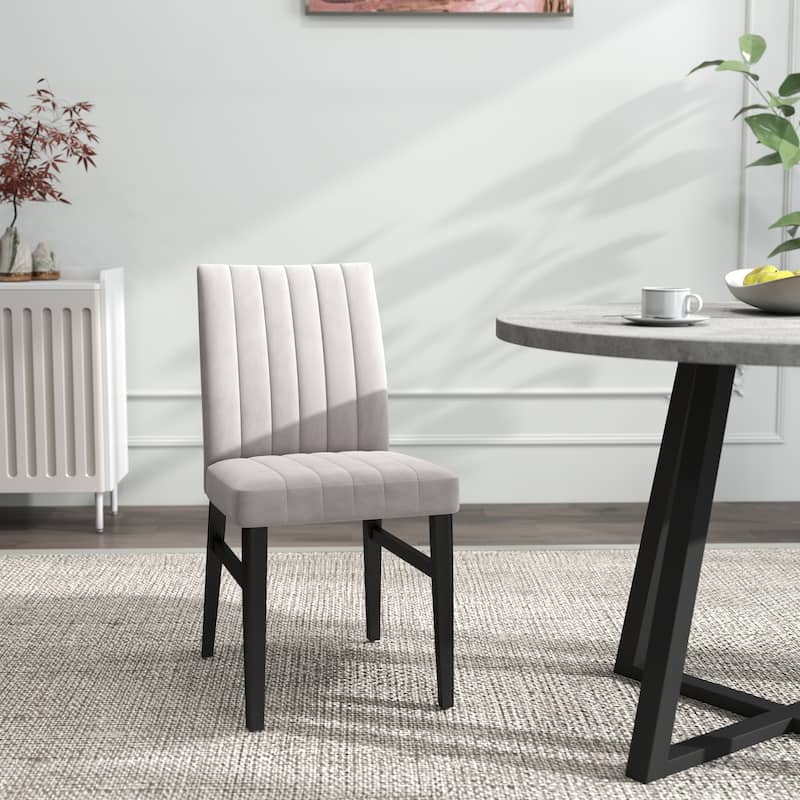 Roundhill Furniture Edo 5-Piece Dining Set, Round Table with 4 Upholstered Chairs,