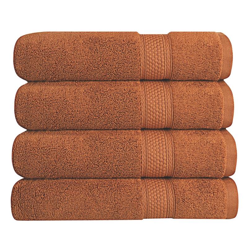 A1HC Bath Towel Set, 500 GSM Duet Technology 100% Ring Spun Cotton, Oeko-Tex Green Certified, Ultra Soft, Quick Dry - Bath Towel (30"x54") Pack of 4 - Burnt Caramel