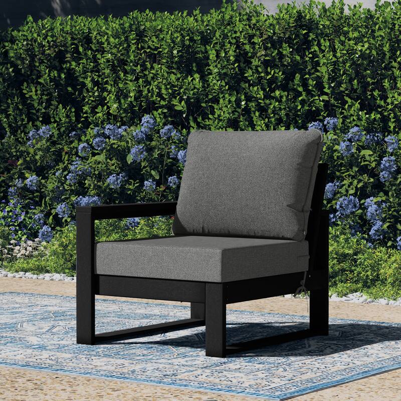 Endless Patio Deep Seating Left Arm Chair with Black Frame