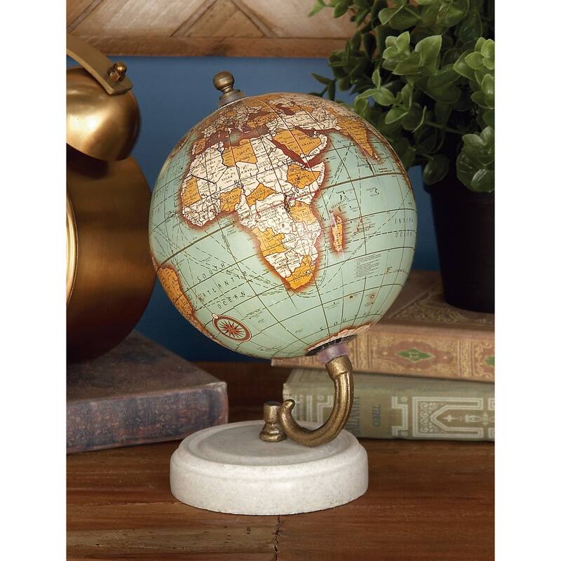Teal, Black or White Marble Globe with Marble Base