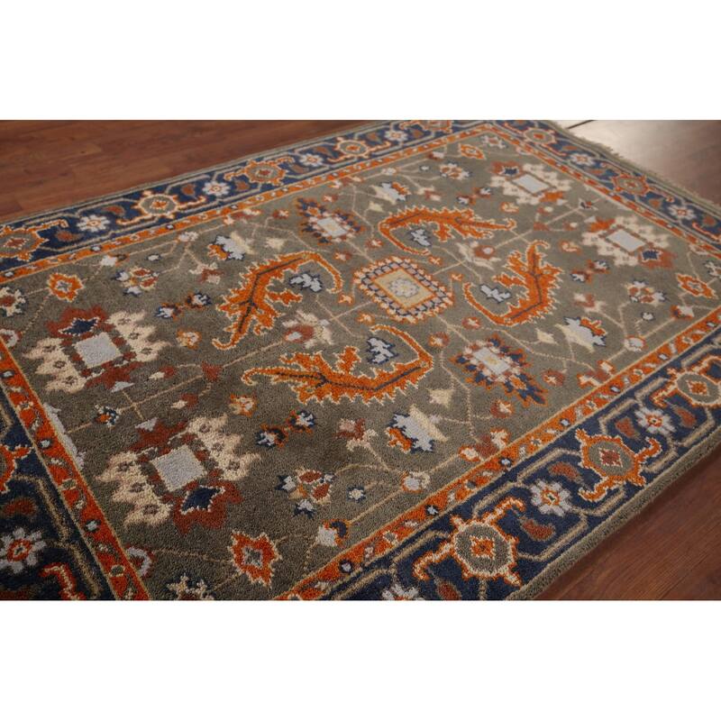 Oushak Oriental Area Rug Handmade Wool Carpet - 4'0"x 5'11"