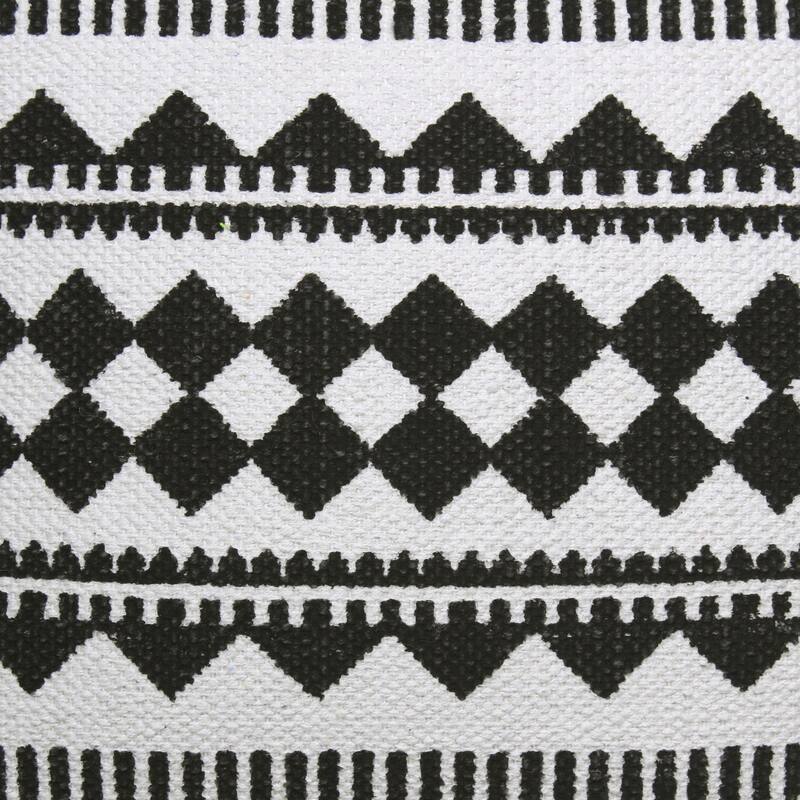 20" Black and White Bordered Mosaic Geometric Striped Square Throw Pillow