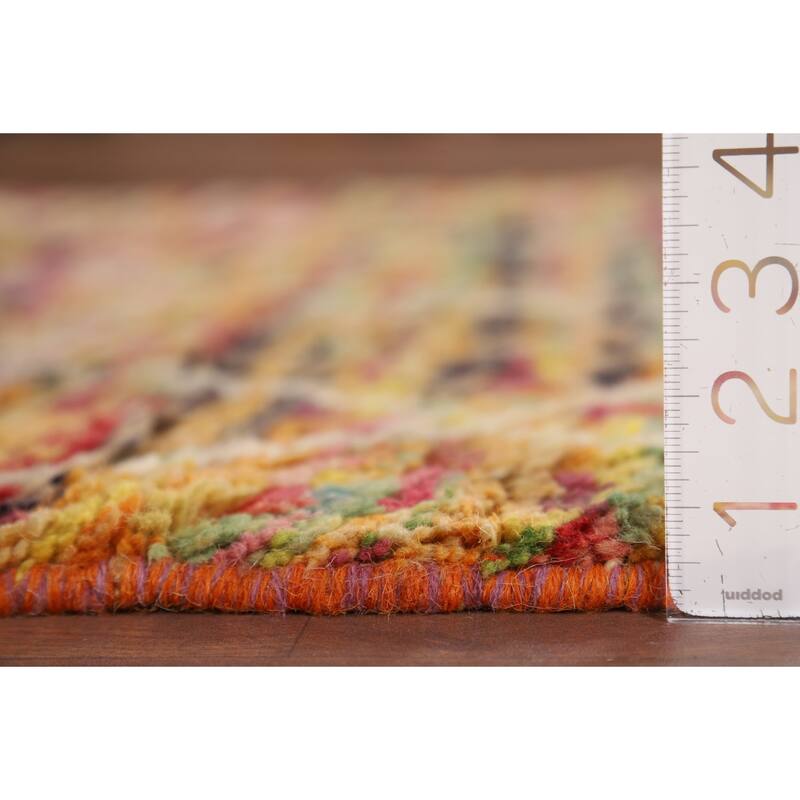 Hand Knotted Oriental 100% Wool Carpet Modern Geometric Multi-Colored Moroccan Area Rug - 6' 0'' X 4' 0''