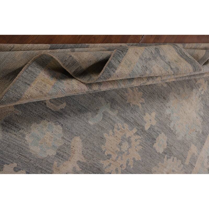 Vegetable Dye Floral Oriental Oushak Turkish Rug Handmade Wool Carpet - 9'5"x 11'9"