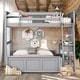 preview thumbnail 14 of 26, Full over Full Bunk Bed With Desk,Solid Construction for Bedroom Grey