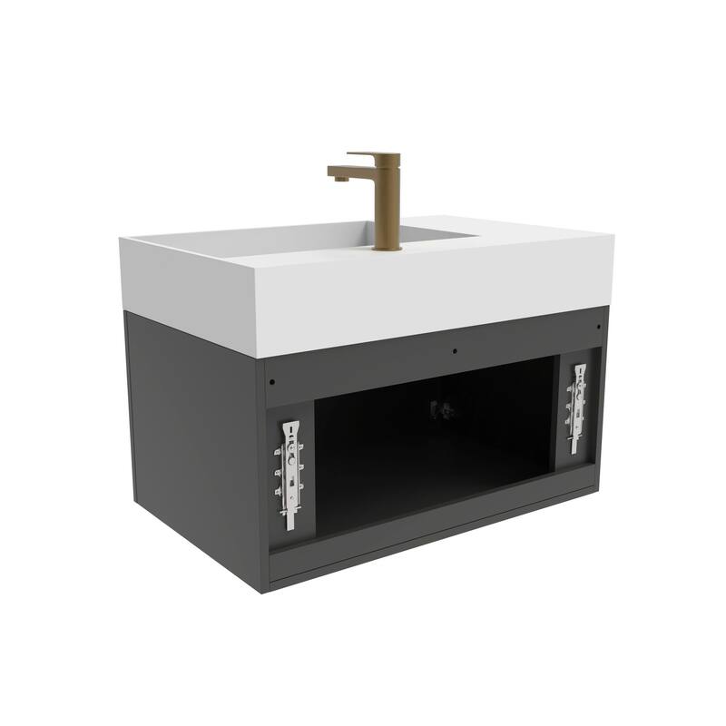 Amazon 30" Wall Mounted Bathroom Right Basin Vanity Set w/ White Top