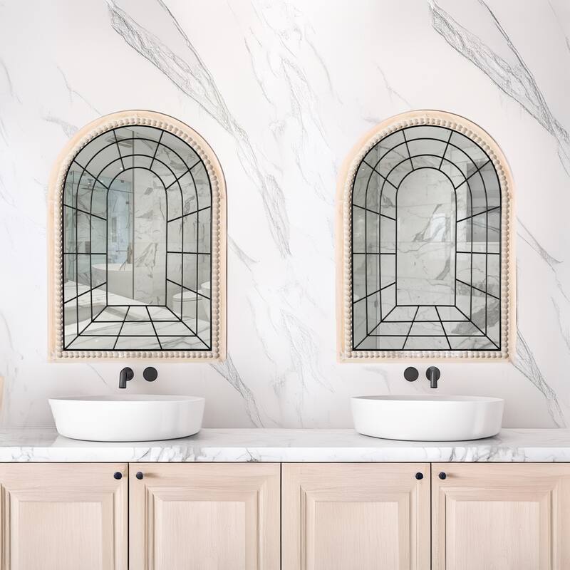 Arched Large 39.37 x 27.56 in Rustic Window Metal Mirror, Windowpane Shaped Decoration Farmhouse Big Wall Mounted Mirrors Decor