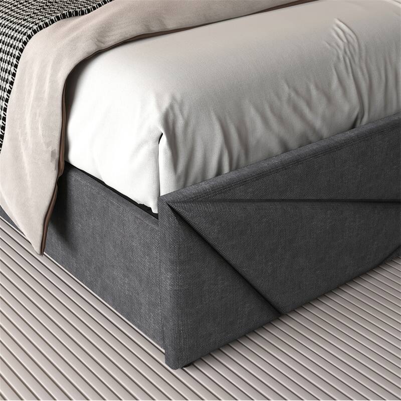 Queen/Full LED Bed Frame, Storage Headboard with Charging Station