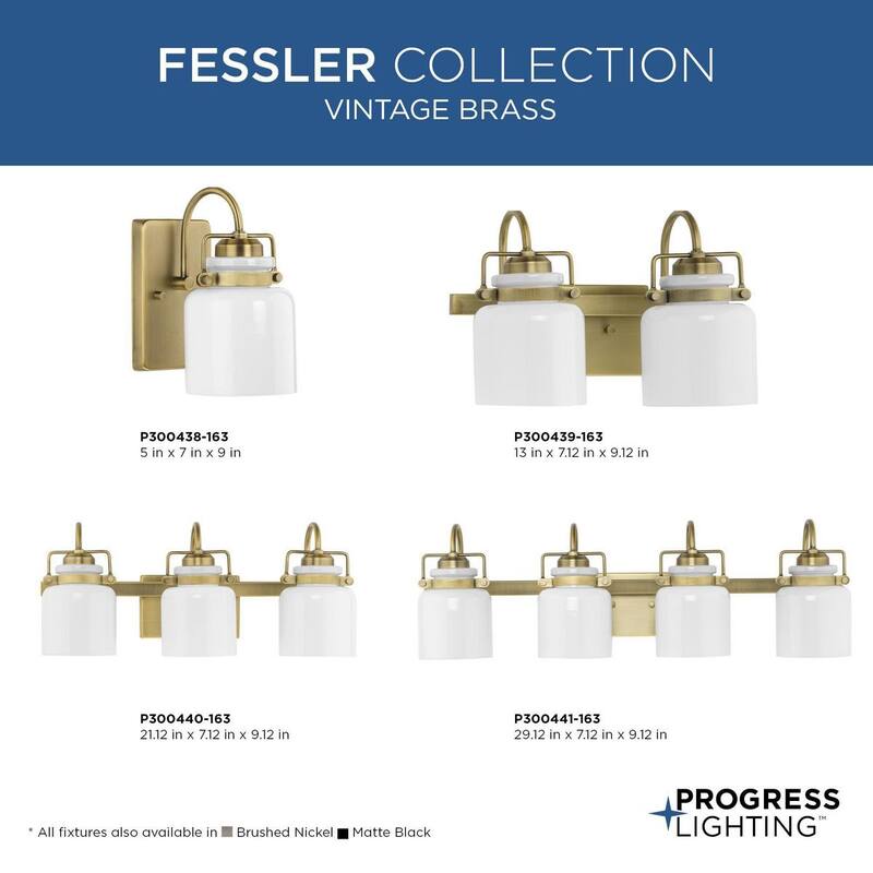 Fessler Collection Four-Light Vintage Brass Opal Glass Farmhouse Bath Light - 29.12 in x 7.12 in x 9.12 in
