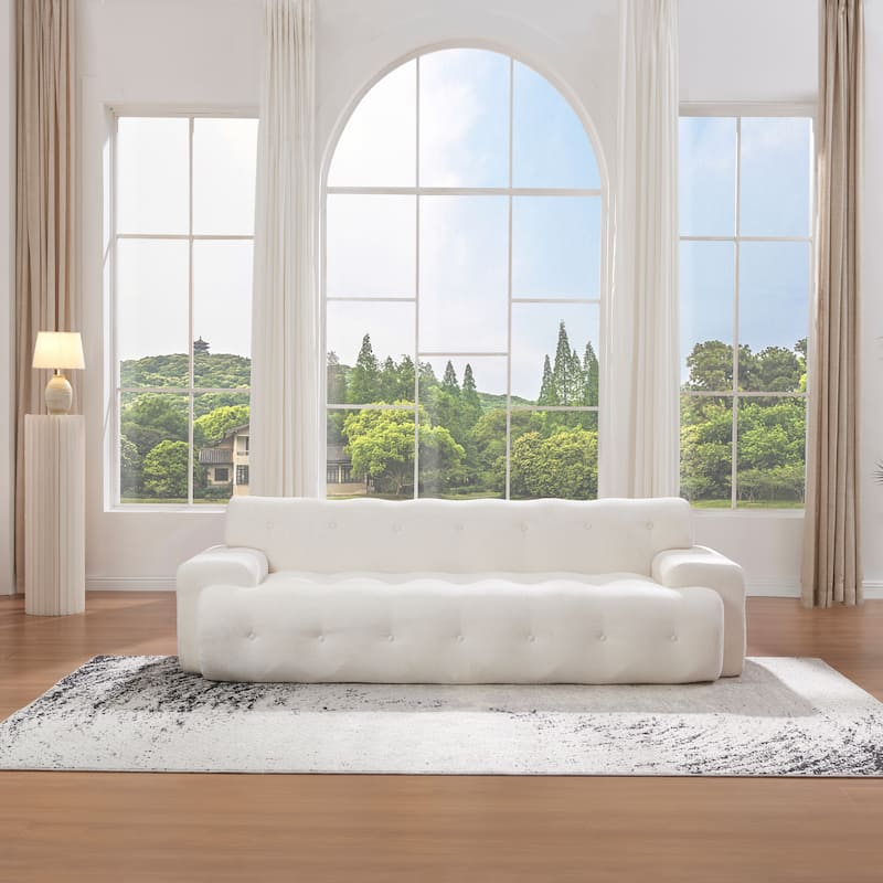 88 inch Cloud 3 Seater Boucle Sofa with Button Tufted Comfy Upholstered Couch