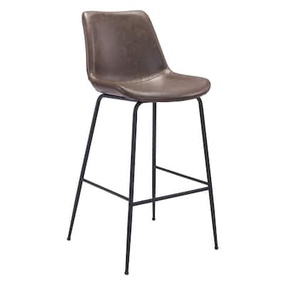 31" Modern Non-Swivel Velvet Bar Chair with Steel Frame and Low Back Bucket Seat Footrest - 20.9”W x 22.2”D x 43.1”H