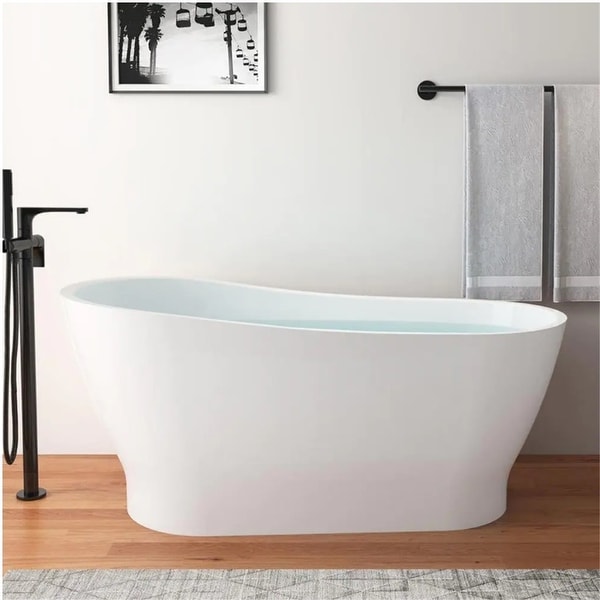 59" Acrylic Freestanding Bathtub Contemporary Soaking Tub
