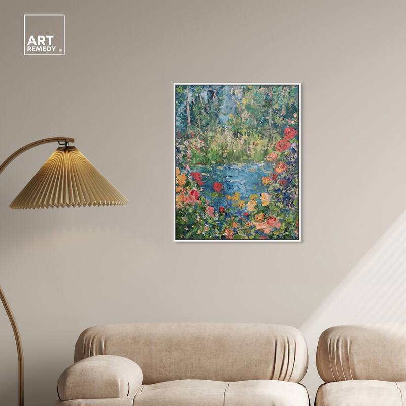 Art Remedy Serene Escape Framed Impressionism 1 Piece Canvas Wall Art /Monet And Van Gogh Inspired Art