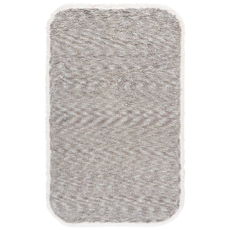 SAFAVIEH Handmade Casablanca Aoiffe Shag Wool 1.8-inch Rug - 5' x 8' - Grey/Ivory