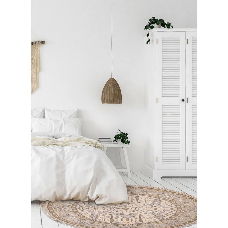 ECARPETGALLERY Hand-knotted Royal Oushak Cream Wool Rug - 9'0 x 9'0