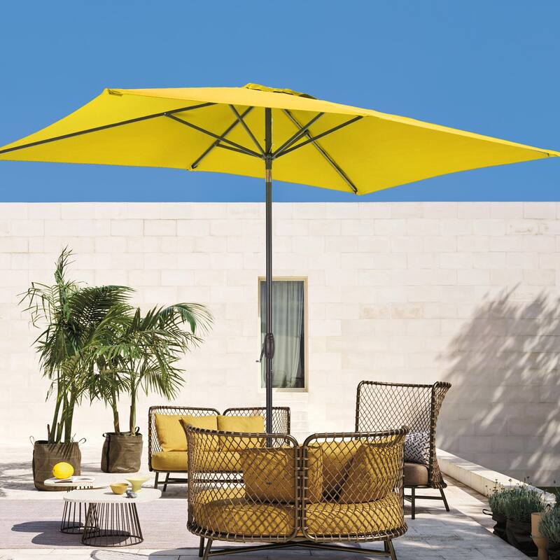 LIVOOSUN 6x9Ft Patio Market Umbrella Weather-Resistant Table Umbrella - Yellow