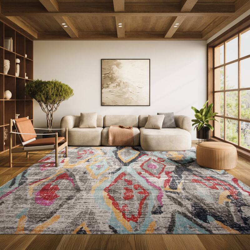 SAFAVIEH Adirondack Dacina Vintage Boho Boho Oriental Rug - 8' x 10' - Light Grey/Red