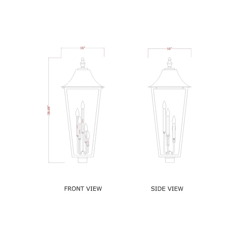Gannon 5 Light Outdoor Post Mount Fixture in Black