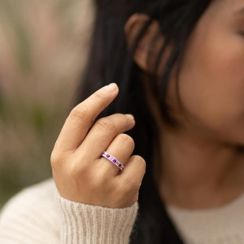 Sterling Silver 0.75 ct Created Ruby Stackable Ring