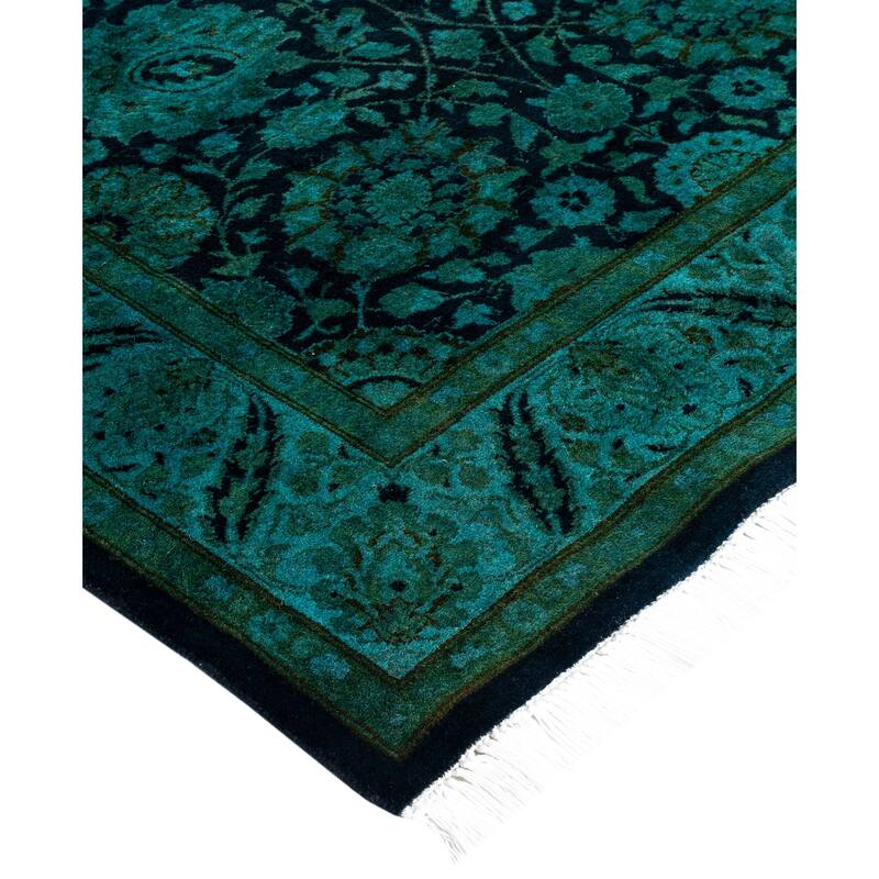 Overdyed One-of-a-Kind Hand-Knotted Area Rug - Green - 3' 2" x 12' 1"