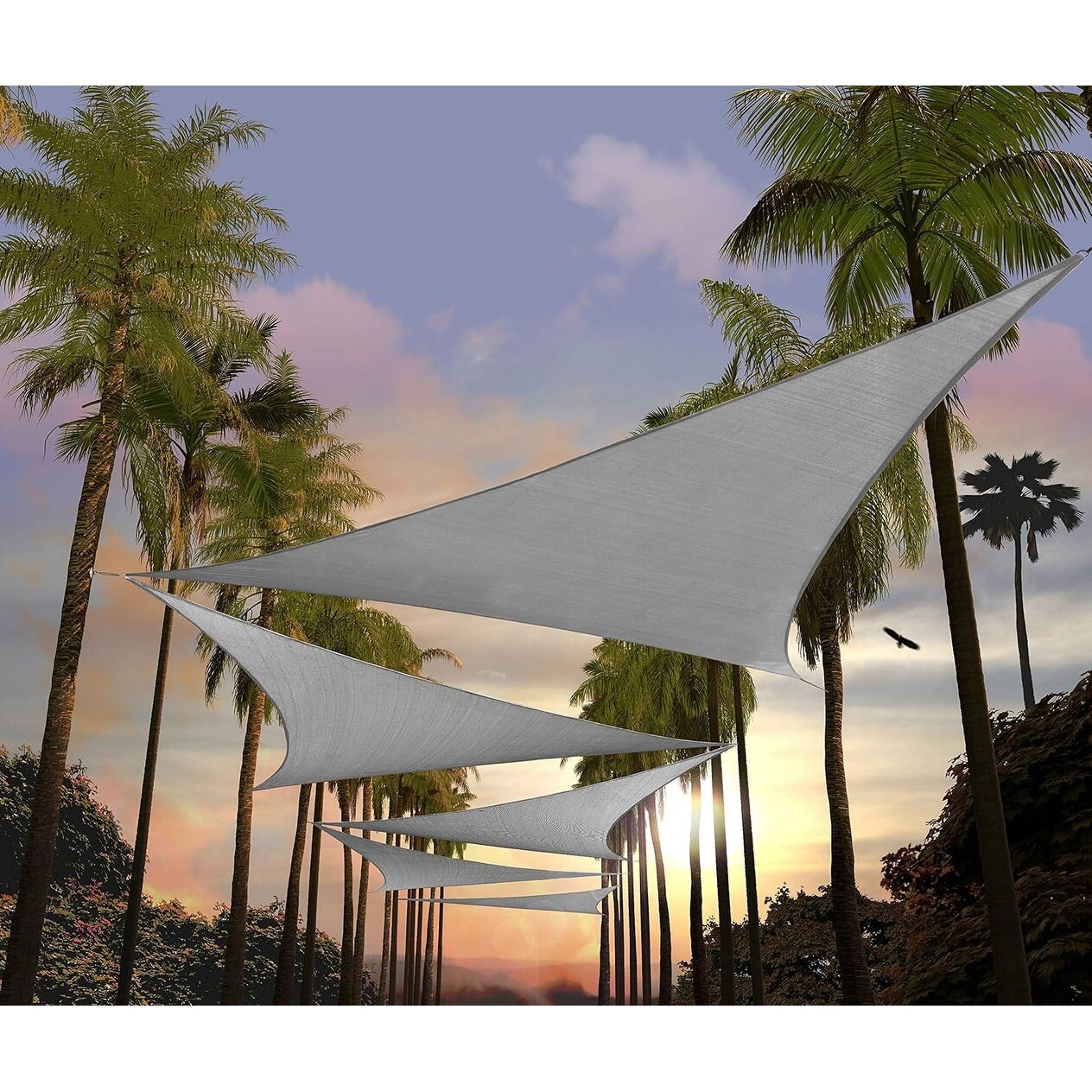 Custom Size 9' x 9' x 9' Gray Triangle Sun Shade Sail, UPF50+, 95% UV Block, Water & Air Permeable, Commercial Standard