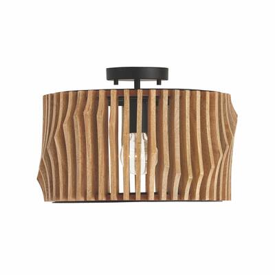 Archer 1-light Light Wood/ Matte Black Convertible Semi-Flush/ Pendant