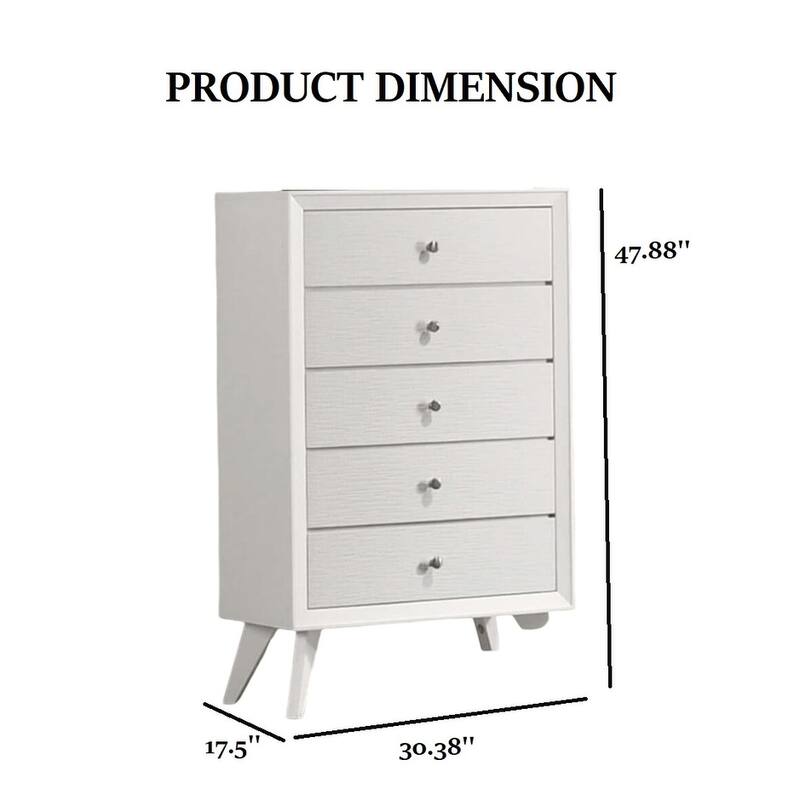Contemporary White Chest with Angled Legs & Bronze Round Knobs