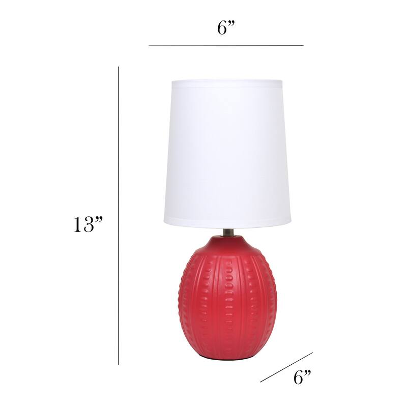 Ceramic Oval Table Lamp with Fabric Shade for Bedroom, Living Room - 6 x 6 x 13 in. (L x W x H)