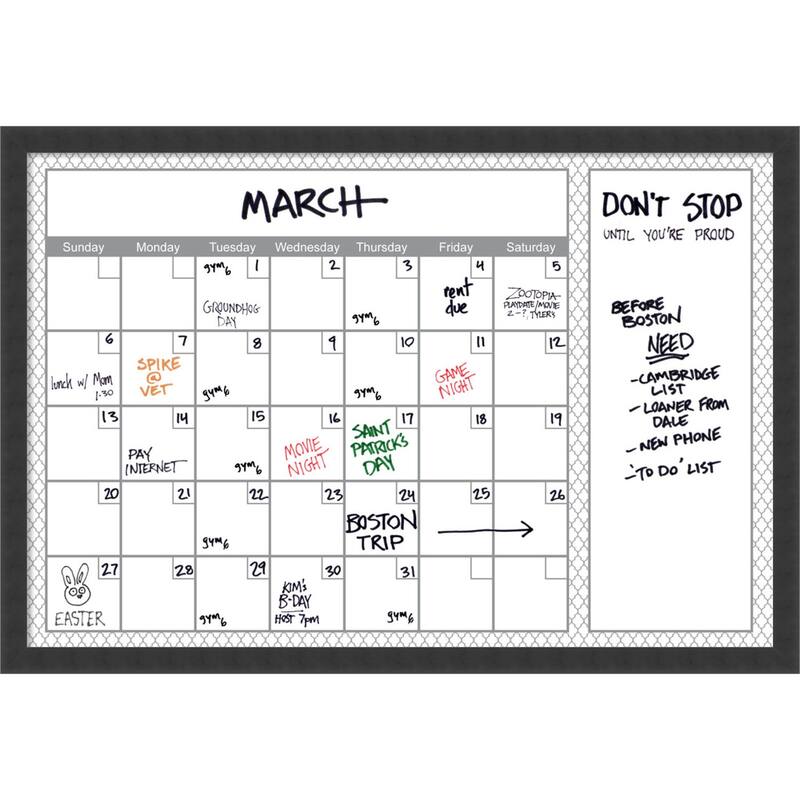 Mezzanotte Gray Quatrefoil DryErase Calendar' Message Board 38 x 26