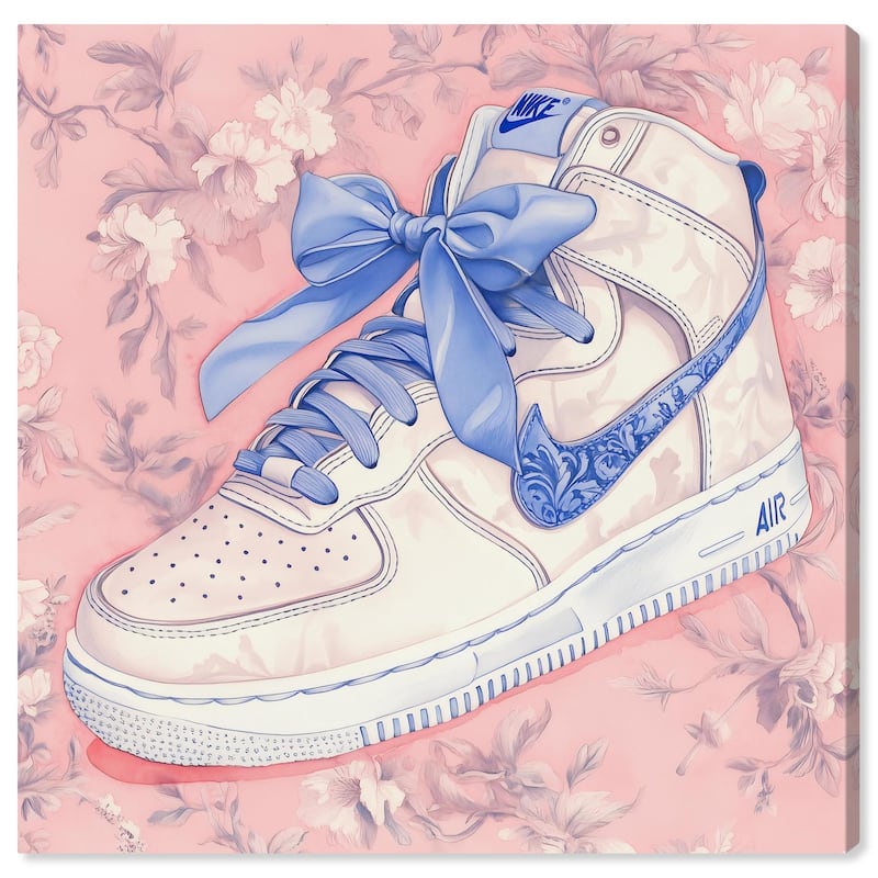 Blue Bow Sneaker Canvas by Art Remedy, Gallery Wrapped - 12" x 12"